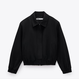 NEW Zara Black Zippered Bomber Jacket Size XS